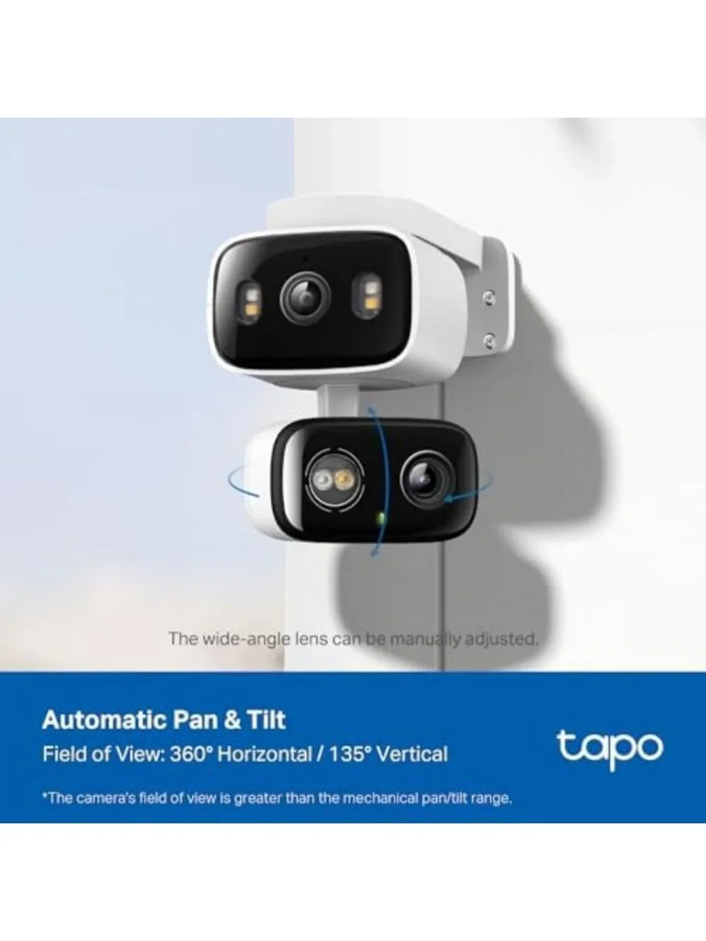 2K Indoor/Outdoor Dual Lens Pan/Tilt Wired Security Camera - Smart Home